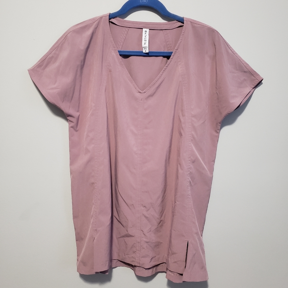 Athleta Mauve V Neck Work OutTee EUC Medium